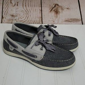Sperry Koifish Canvas Boat Shoe In Grey Sparkle Size 8.5